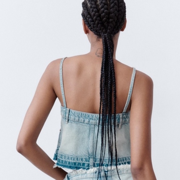 NEW! Zara Ripped Denim Top - Picture 2 of 7